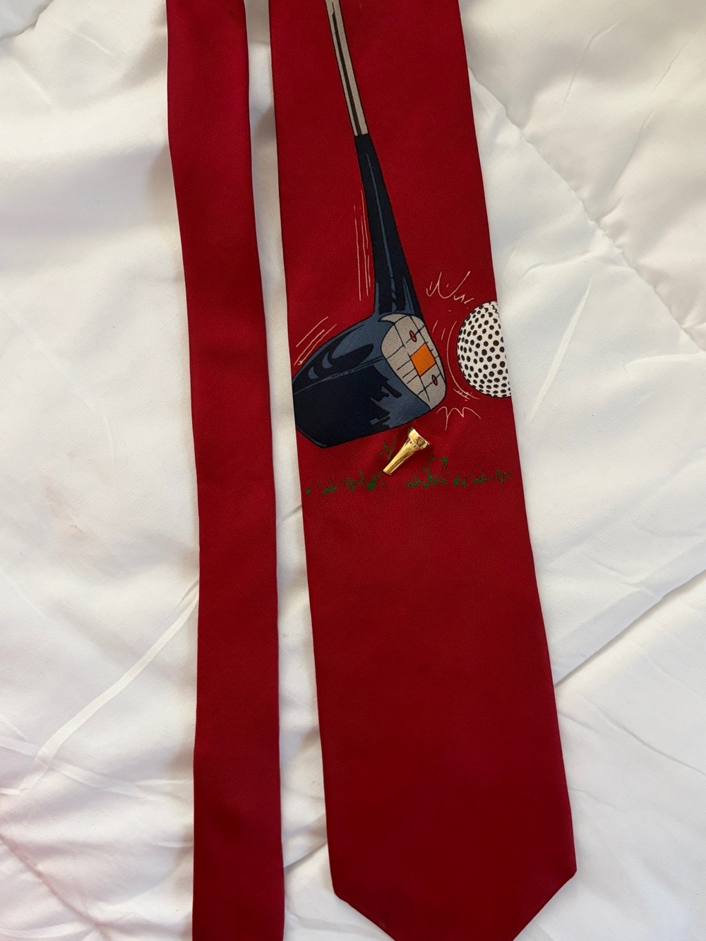 Vicky Davis Red Golf Driver Print Men's Tie